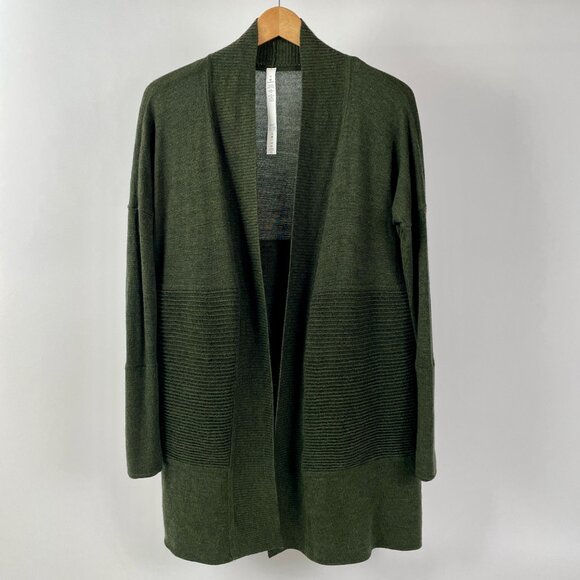 Lululemon Merino Wool Sit In Lotus Wrap II, Heathered Dark Olive, Size 4 - Picture 1 of 9